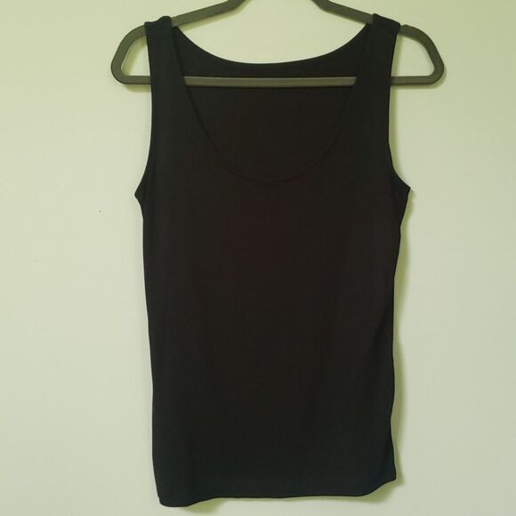 Tahari Hi Lo Scoop Neck Knit Tank Black - Picture 2 of 4